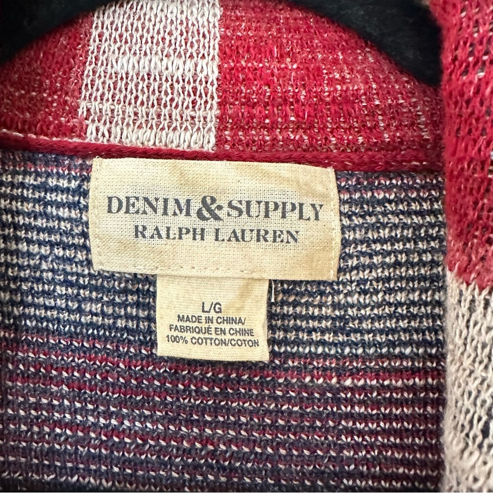 Ralph Lauren Denim & Supply American Flag Shawl Collar Cardigan Womens Large - Picture 5 of 9